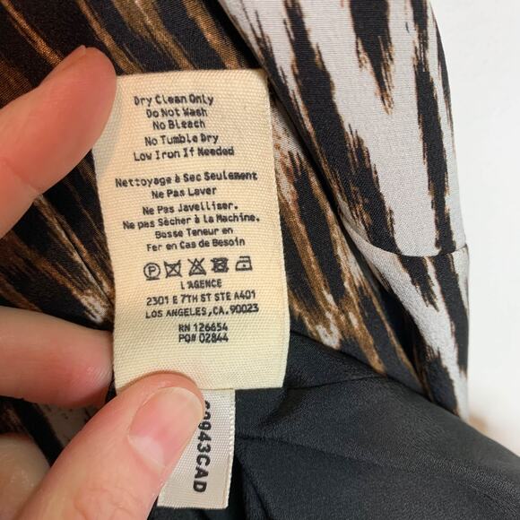 NWT L'AGENCE Camilla slip dress 100% silk leopard print belted - Picture 9 of 11